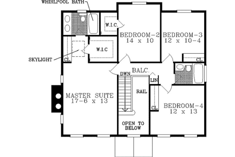 Home Plan - Floor Plan - Upper Floor for Country House Plan #3-172 - 4 bed, 3 bath