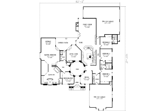 Floor Plan - Main Floor for Adobe / Southwestern House Plan #1-885 - 5 bed, 4 bath