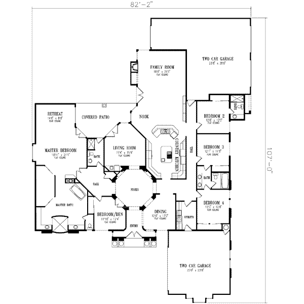 Adobe / Southwestern Floor Plan - Main Floor Plan #1-885