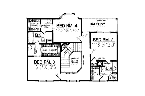 Floor Plan - Upper Floor for Country House Plan #40-240 - 4 bed, 3.5 bath