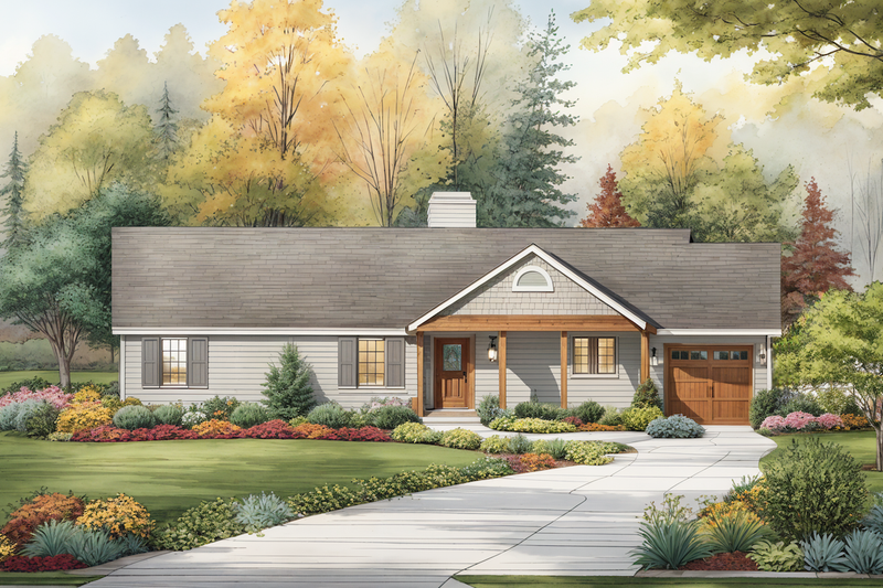 House Blueprint - Ranch Exterior - Front Elevation Plan #30-229