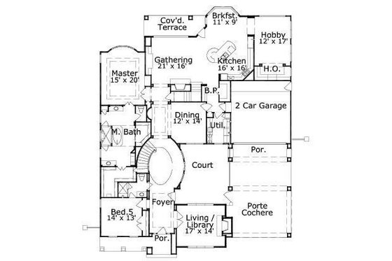 Floor Plan - Main Floor for European House Plan #411-851 - 6 bed, 5 bath