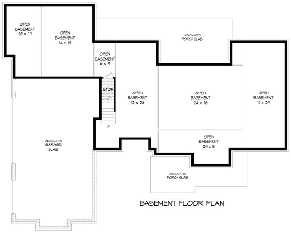 Ranch Floor Plan - Lower Floor Plan #932-1115