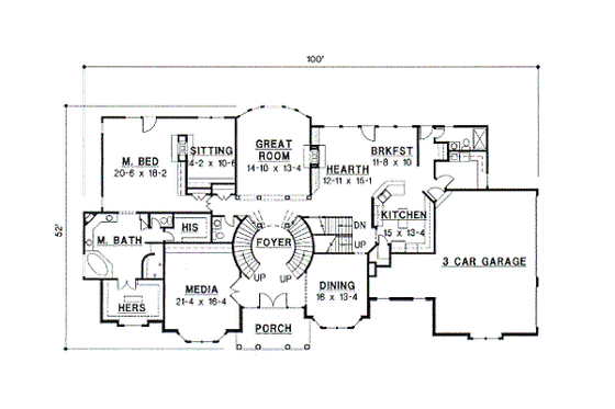 Floor Plan - Main Floor for Southern House Plan #67-303 - 5 bed, 4 bath