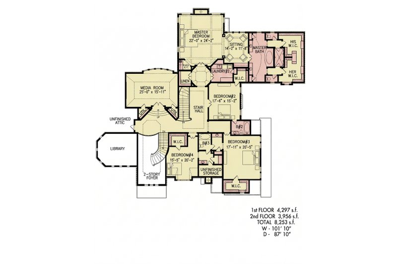 House Plan Design - Floor Plan - Upper Floor for Classical House Plan #54-701 - 5 bed, 4.5 bath
