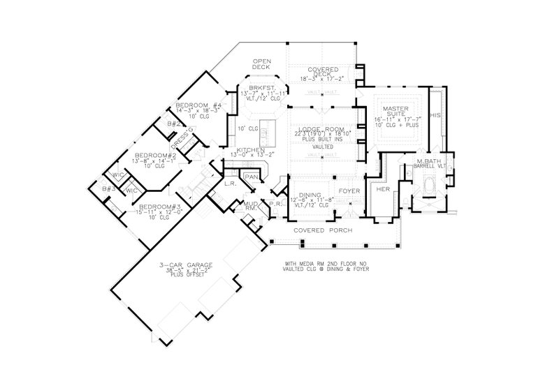 Dream House Plan - Floor Plan - Main Floor for Craftsman House Plan #54-381 - 4 bed, 3.5 bath