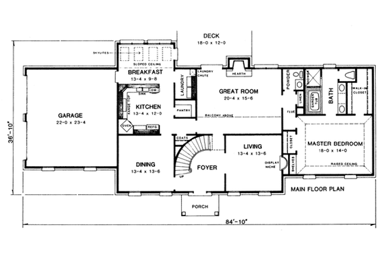 Floor Plan - Main Floor for Colonial House Plan #10-257 - 4 bed, 2.5 bath