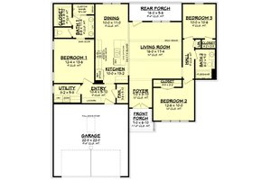 Floor Plan - Main Floor for Farmhouse House Plan #430-253 - 3 bed, 2 bath