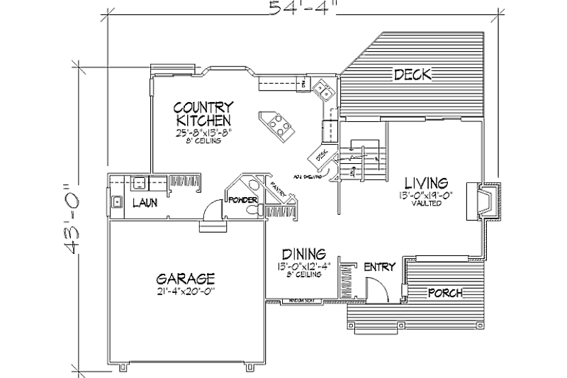 Home Plan - Floor Plan - Main Floor for Traditional House Plan #320-337 - 3 bed, 2.5 bath
