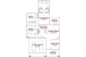 Floor Plan - Main Floor for Craftsman House Plan #63-139 - 3 bed, 2 bath
