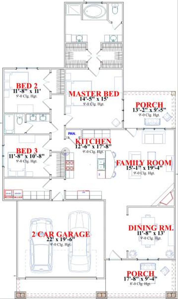 Craftsman Floor Plan - Main Floor Plan #63-139