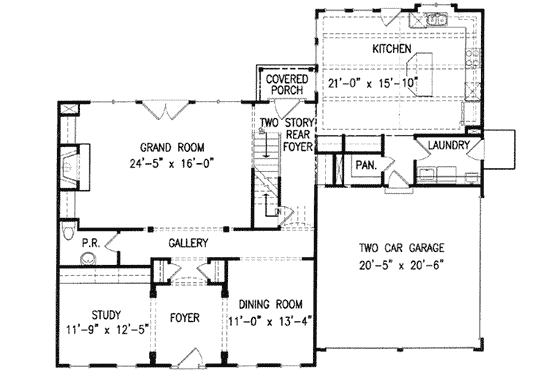 Floor Plan - Main Floor for Colonial House Plan #54-150 - 4 bed, 3.5 bath