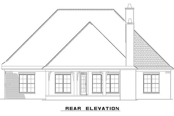 Exterior - Rear Elevation 1 for European House Plan #17-2508 - 3 bed, 2 bath