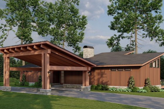Exterior - Other Elevation 3 for Modern House Plan #923-361 - 2 bed, 2.5 bath