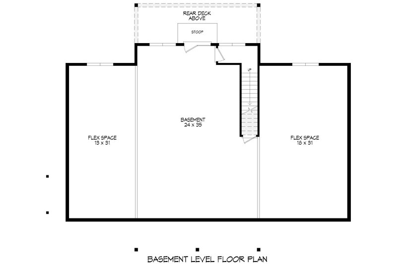 House Design - Floor Plan - Lower Floor for Southern House Plan #932-1082 - 2 bed, 2 bath
