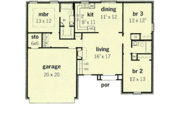 European Style House Plan - 3 Beds 2 Baths 1324 Sq/Ft Plan #16-115 