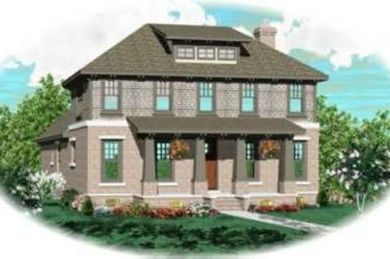 Exterior - Front Elevation for European House Plan #81-418 - 4 bed, 3 bath