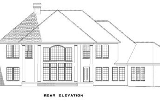 Exterior - Rear Elevation for Traditional House Plan #17-2702 - 5 bed, 4.5 bath