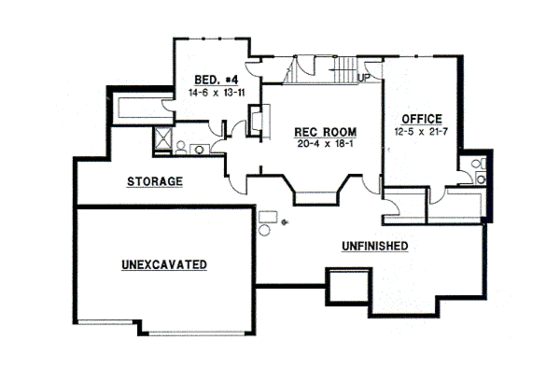 Floor Plan - Lower Floor for European House Plan #67-442 - 4 bed, 5 bath