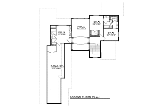 Floor Plan - Upper Floor for Traditional House Plan #70-539 - 4 bed, 3.5 bath