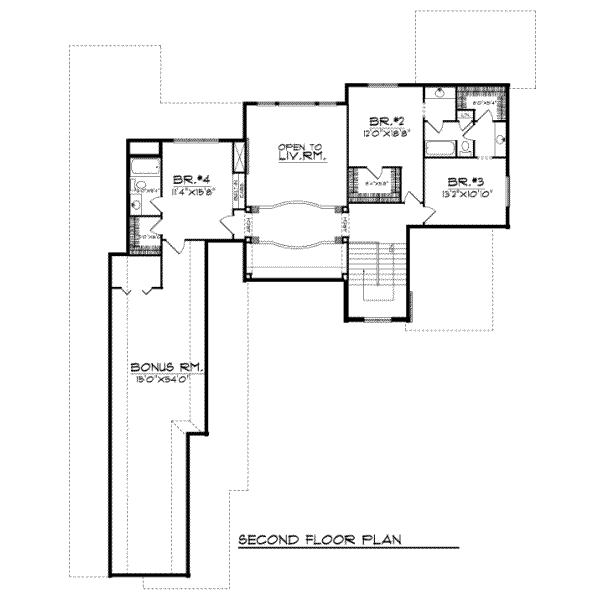 Traditional Floor Plan - Upper Floor Plan #70-539