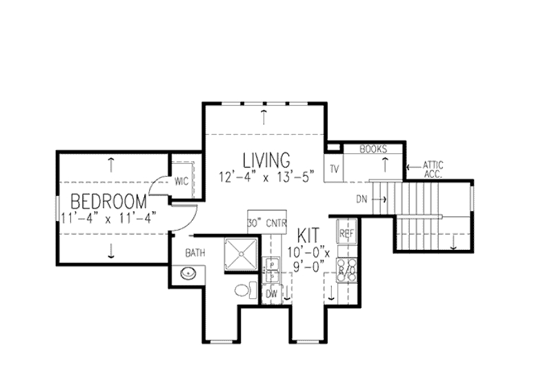 House Blueprint - Floor Plan - Upper Floor for Traditional House Plan #410-106 - 1 bed, 1 bath
