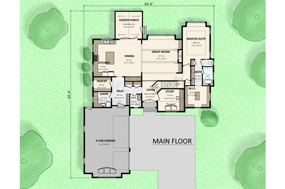 Floor Plan - Main Floor for Colonial House Plan #1089-36 - 4 bed, 3.5 bath