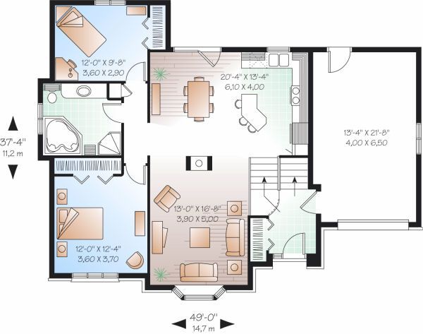 Architectural House Design - European Floor Plan - Main Floor Plan #23-805