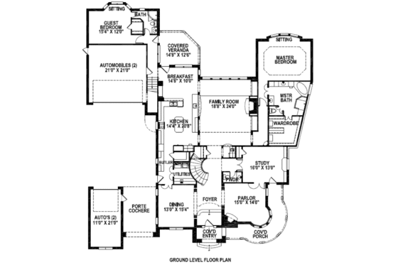 Floor Plan - Main Floor for European House Plan #141-249 - 5 bed, 4.5 bath