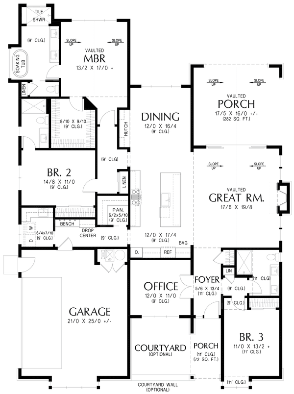 Contemporary Floor Plan - Main Floor Plan #48-1199