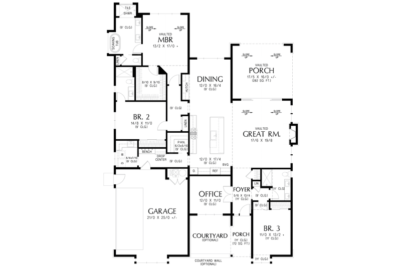House Blueprint - Floor Plan - Main Floor 1 for Contemporary House Plan #48-1199 - 3 bed, 3 bath