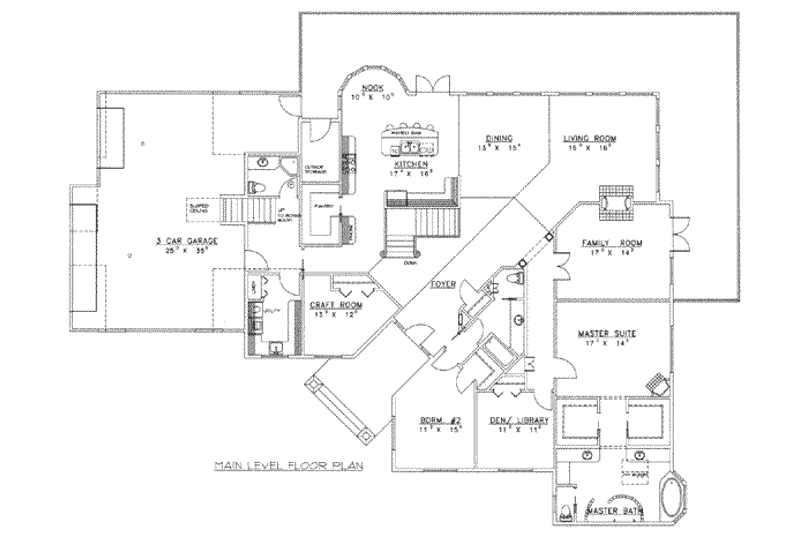 Home Plan - Floor Plan - Main Floor for Modern House Plan #117-468 - 4 bed, 3.5 bath
