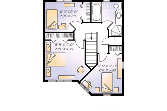 Floor Plan - Upper Floor for Traditional House Plan #23-522 - 3 bed, 1.5 bath