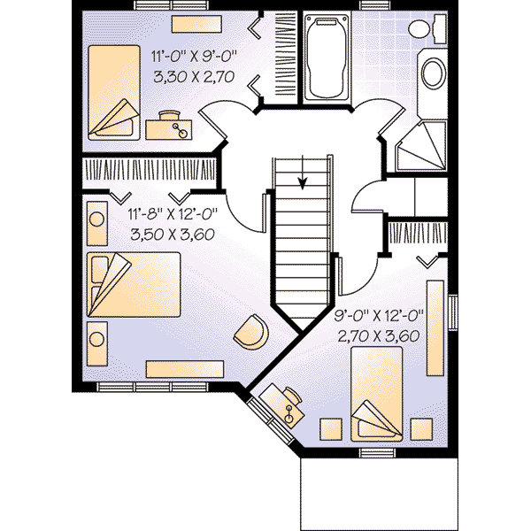 House Blueprint - Traditional Floor Plan - Upper Floor Plan #23-522