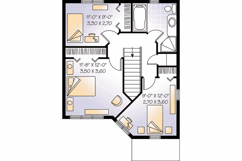 House Blueprint - Floor Plan - Upper Floor for Traditional House Plan #23-522 - 3 bed, 1.5 bath