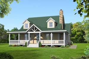 Country Exterior - Front Elevation Plan #932-13