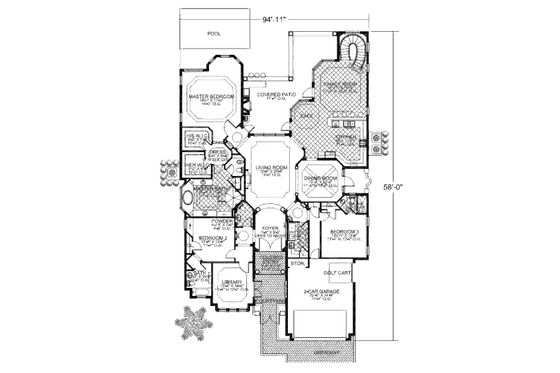 Floor Plan - Main Floor for Mediterranean House Plan #420-234 - 4 bed, 4.5 bath