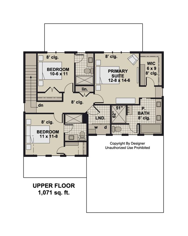 Craftsman Floor Plan - Upper Floor Plan #51-1382