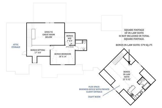 Floor Plan - Upper Floor for Craftsman House Plan #119-367 - 3 bed, 3.5 bath