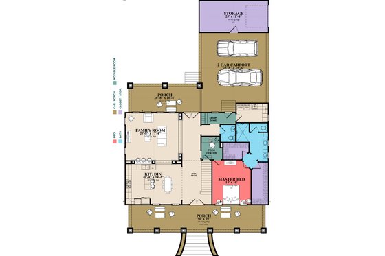 Floor Plan - Main Floor for Southern House Plan #63-391 - 3 bed, 2.5 bath