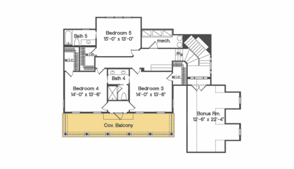 Southern Floor Plan - Upper Floor Plan #135-183