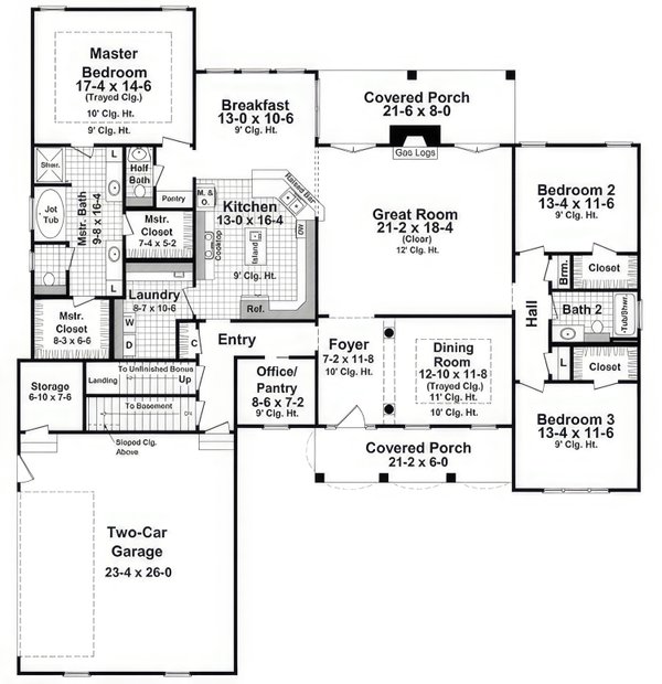 House Blueprint - Farmhouse Floor Plan - Main Floor Plan #21-555