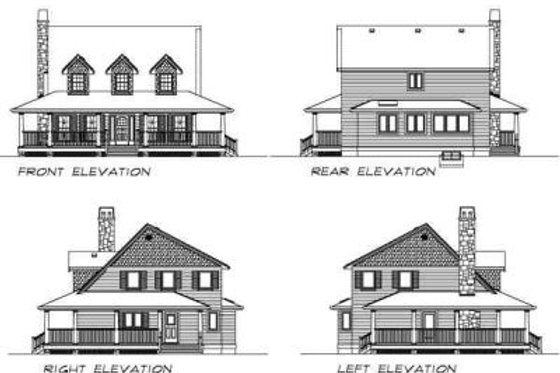 Exterior - Rear Elevation for Southern House Plan #47-347 - 3 bed, 2 bath