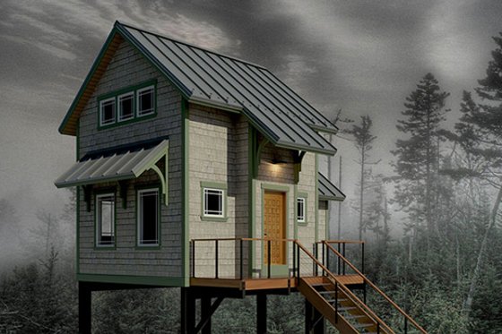 Exterior - Front Elevation for Cabin House Plan #556-2 - 1 bed, 1 bath