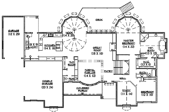 Floor Plan - Main Floor for Traditional House Plan #5-164 - 3 bed, 2.5 bath