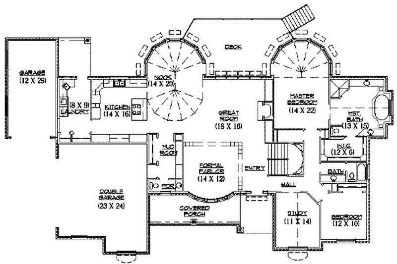 Home Plan - Floor Plan - Main Floor for Traditional House Plan #5-164 - 3 bed, 2.5 bath