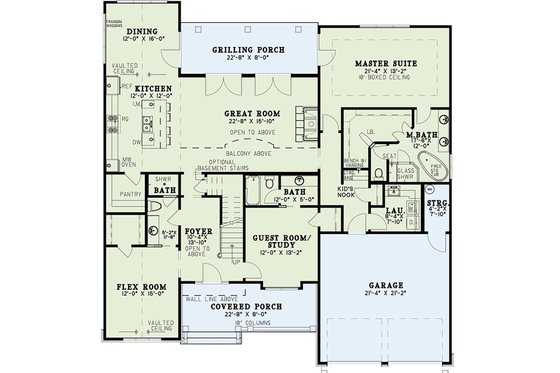 Floor Plan - Main Floor for Traditional House Plan #17-3424 - 3 bed, 4 bath