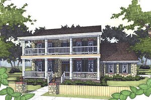 Southern Exterior - Front Elevation Plan #120-157