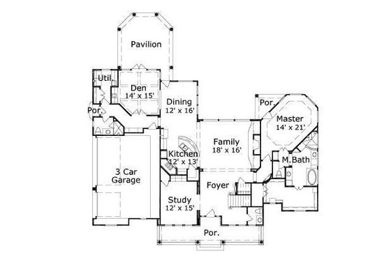 Floor Plan - Main Floor for Farmhouse House Plan #411-473 - 4 bed, 4.5 bath