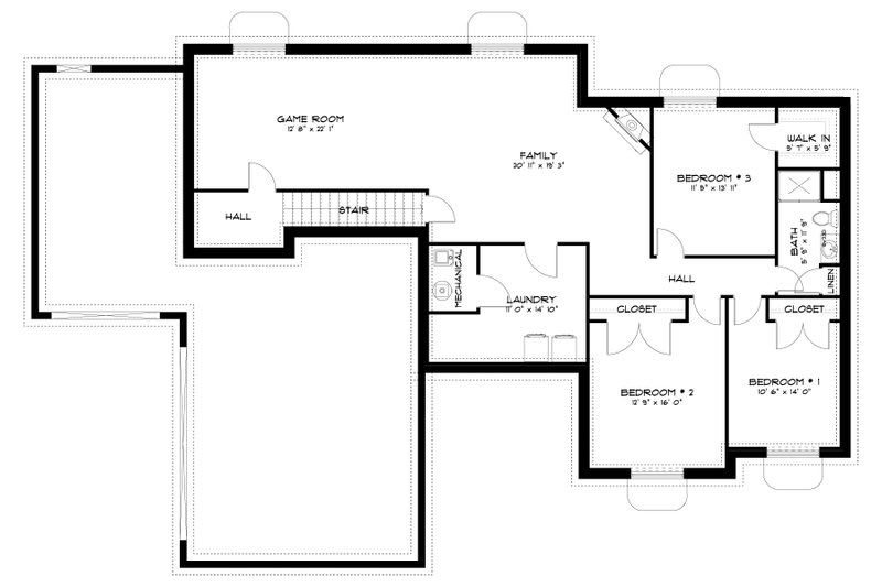 Home Plan - Floor Plan - Lower Floor for Traditional House Plan #1060-172 - 3 bed, 2 bath